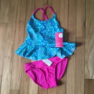 Xhilaration Blue Star 2piece bathing suit sz 6x
